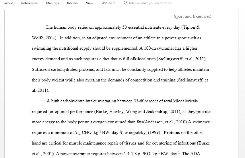 The physiological responses to exercise and the potential mechanisms by which nutrition can influence exercise and sports performance