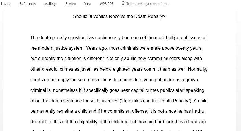 Should Juveniles Receive the Death Penalty