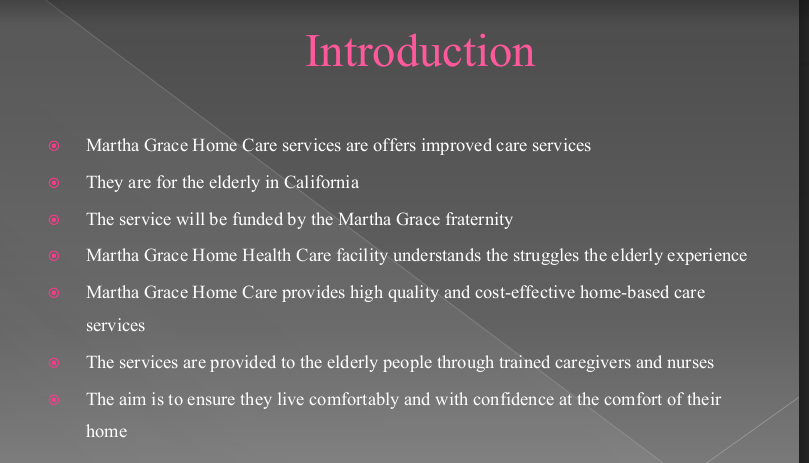 Martha's Grace Home Health Care marketing strategy