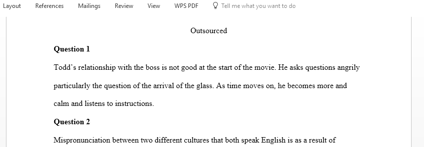Midterm exam based on Outsourced movie