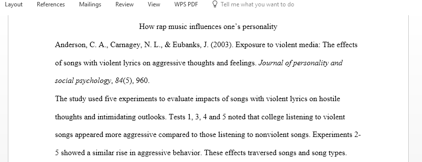 How rap music influences one’s personality
