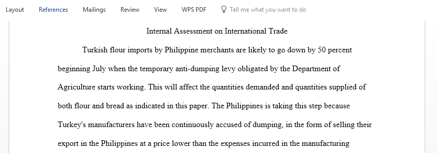  Internal Assessment on international trade