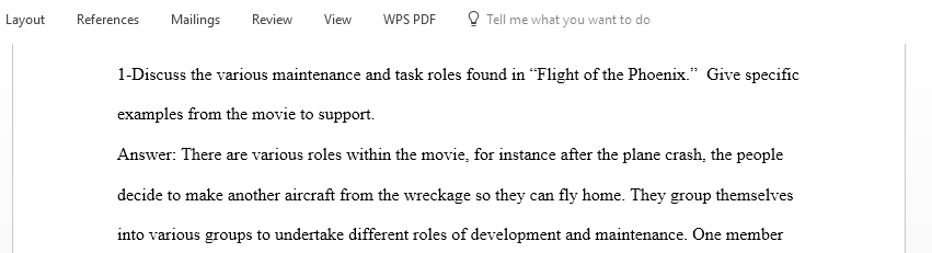 Discuss the various maintenance and task roles found in Flight of the Phoenix