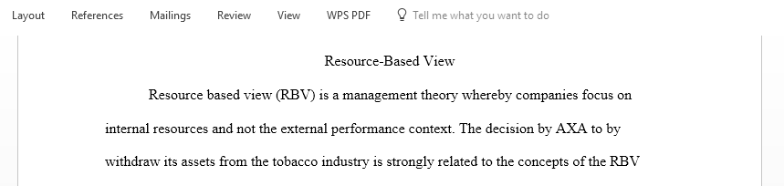  Explain how the resource-based view of the firm applies to this specific situation