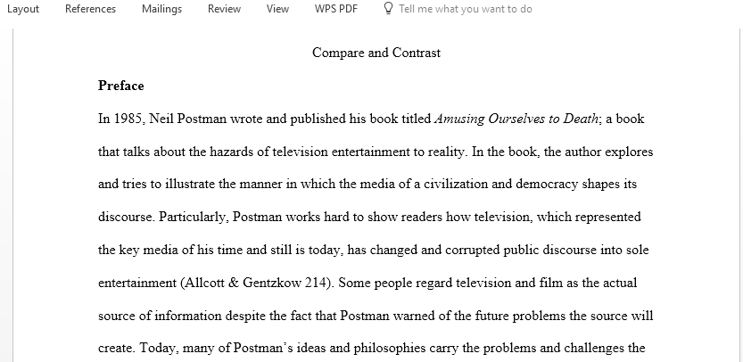 For this research paper put Neil Postman's theory presented in Amusing Ourselves to Death to the test