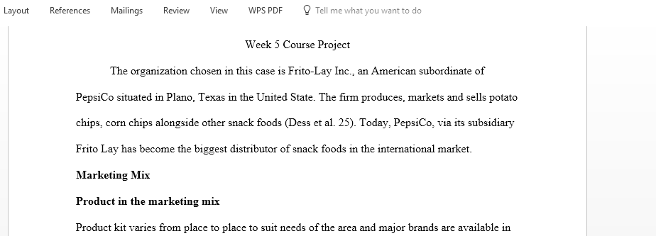 Frito lay company course project