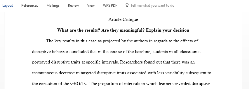 Answer the following questions regarding the article The Effects of the Good Behavior Game With General Education High School Students
