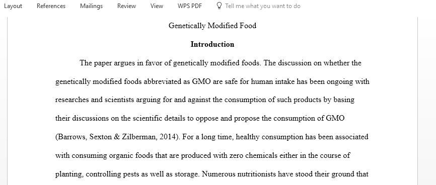 Write your final research report on Genetically Modified Food