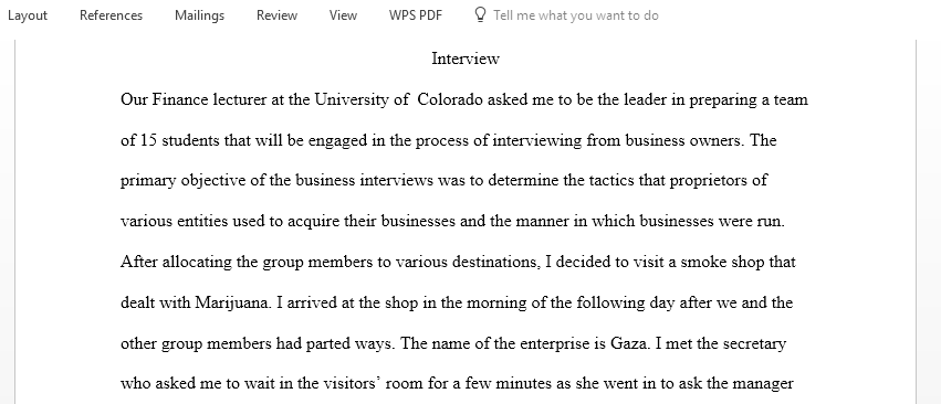Interview report in introduction to business
