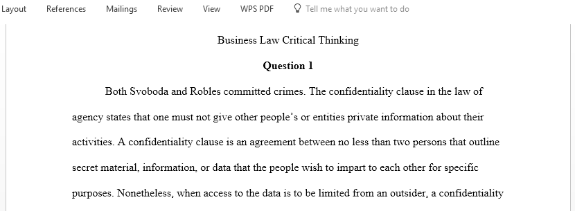 Business law critical thinking