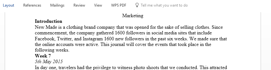 Journalize 10 weeks of workplace experiences