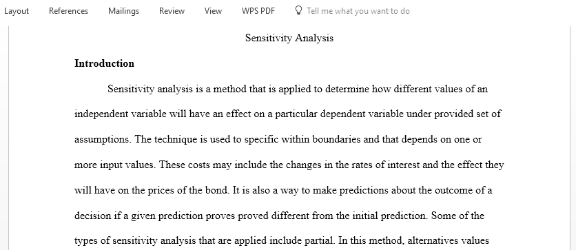 Review and modify the model for the Capital Budget and perform two sensitivity analyses of the data