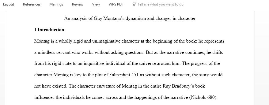An analysis of Guy Montana’s dynamism and changes in character
