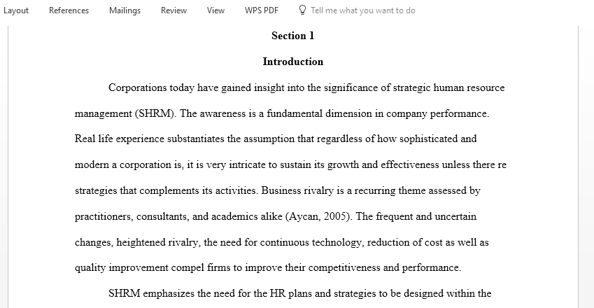 Research Paper on Strategic Human Resource Management