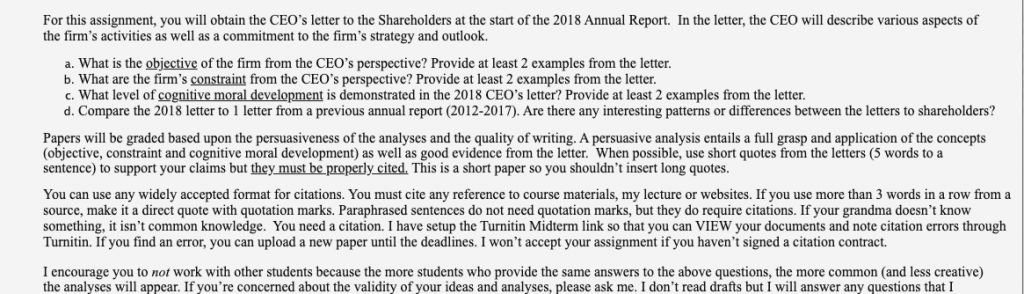 Analysing Letter to Shareholders
