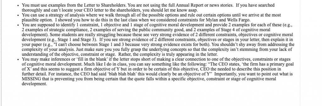 Analysing Letter to Shareholders