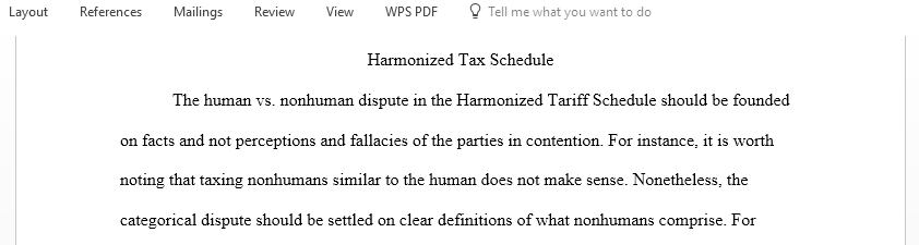 What do you think of the categorical dispute under the Harmonized Tariff Schedule