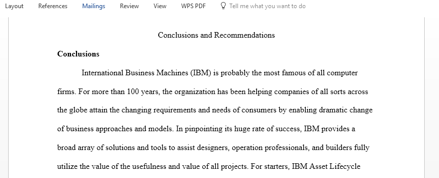 The conclusion and recommendation for the potential success of IMB computers of the proposed global activity