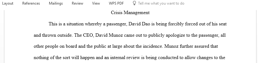 Crisis Management questions based on United Airlines crisis case study
