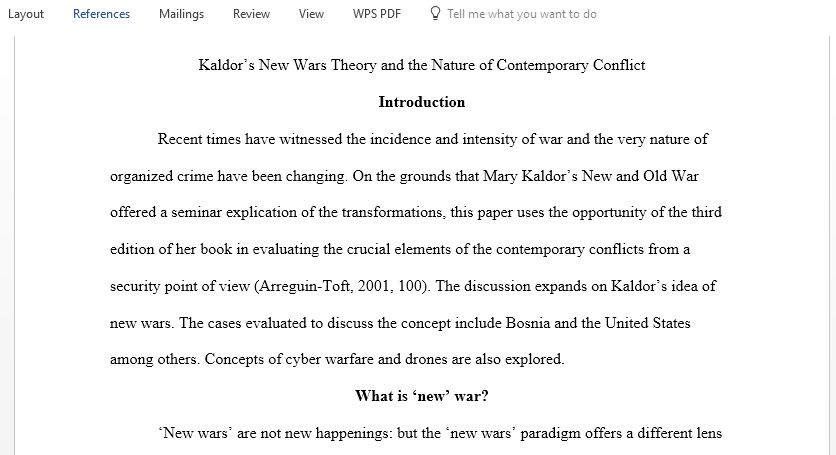 In what ways does Kaldor New Wars theory help us understand the nature of contemporary conflict