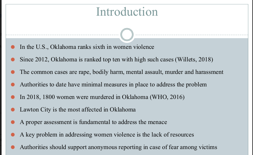 Develop a slide presentation or video on Policies Changes in Violence against Women that is designed to have a strong impact on the audience