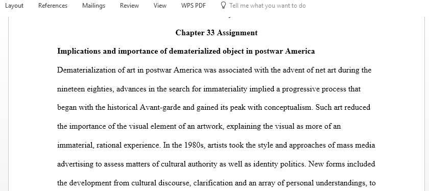 Explain the implications and importance of the dematerialization object in postwar American art