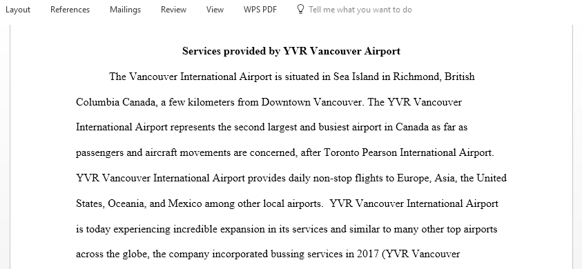 Using the theories and concepts covered in HRTM 7716 analyze the service component of the YVR Vancouver Airport
