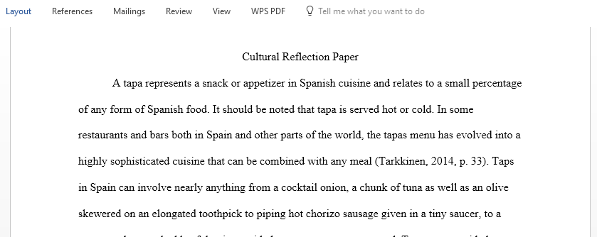 Cultural reflection paper on cultural information that pertains to the Hispanic culture