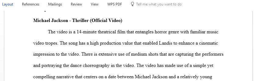 Choose two videos  then write at least six paragraphs a minimum of 3 full paragraphs for each of your choices describing your observations about the videos