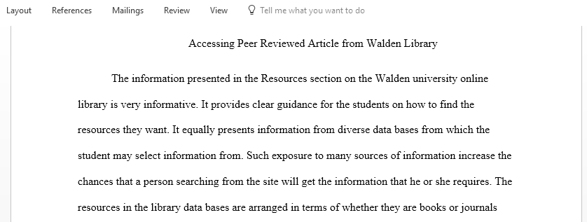 Accessing Peer Reviewed Article from Walden Library