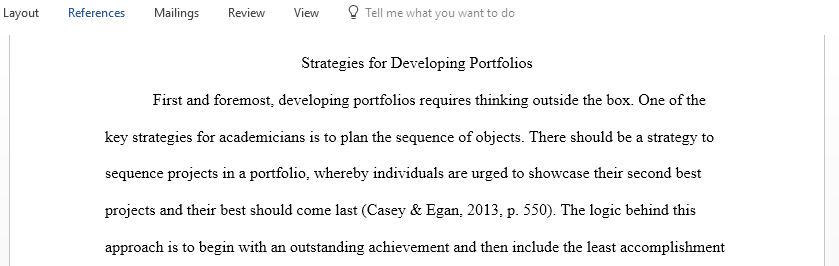 Reflect on strategies that you can pursue in developing portfolios or portfolio elements that focus on academic achievements