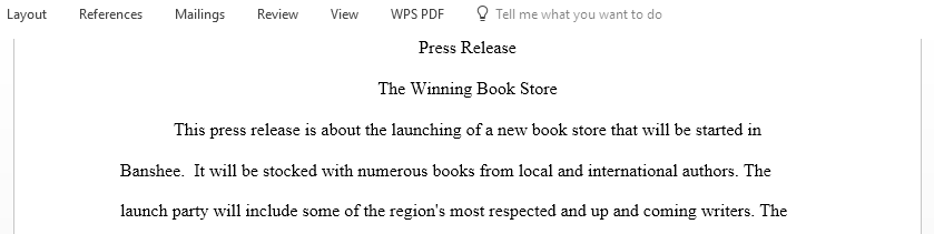 Write a press release about any current topic in the news in your major