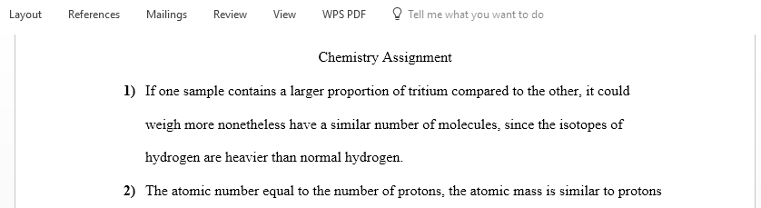 How is it possible for two samples of hydrogen to contain the same number of atoms but have different weights