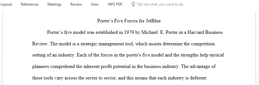 Research your company and its industry and perform a Porter Five Forces analysis