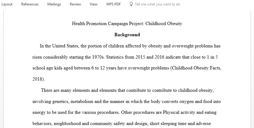 Write a paper describing your health-related issue the campaign and the cues you utilized to make the campaign persuasive and the impact you hope it has on the audience