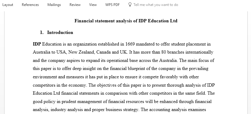 Financial statement analysis of IDP Education Ltd