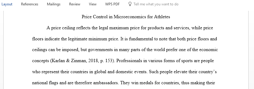 Price Control in Microeconomics for Athletes
