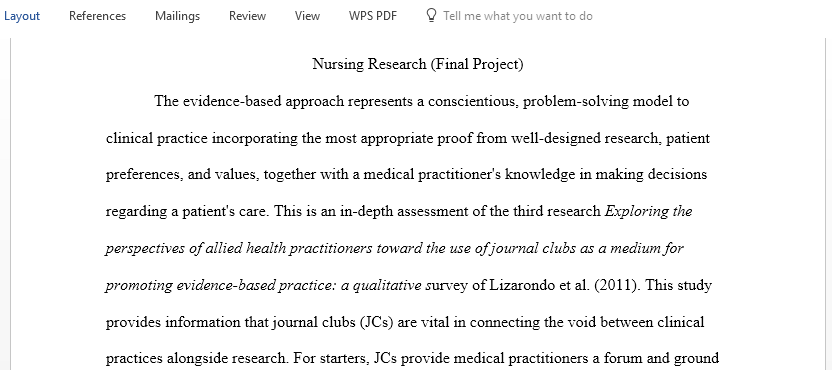 Evaluate the credibility of professional citation research design and procedures in a research article and include a discussion on how this study contributes to evidence-based practice