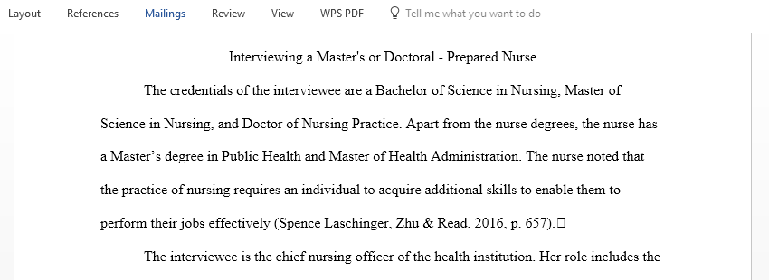 Interviewing a Masters or Doctoral Prepared Nurse