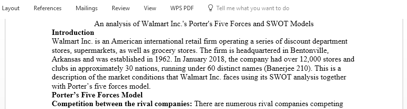 Pick a business in which you are interested to work for and describe the market conditions that the business faces using Porter's five forces model