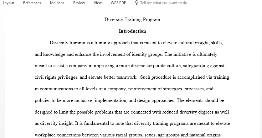 Discuss Diversity Training Program