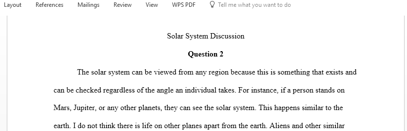 Life in the Universe Solar System Discussion