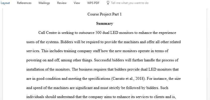 The first part is about analyzing existing RFP solicitation structures to use as a model for the student to develop request for Proposal Solicitation