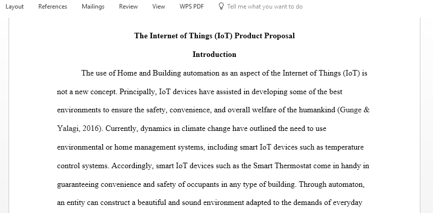 The Internet of Things Product Proposal Assignment