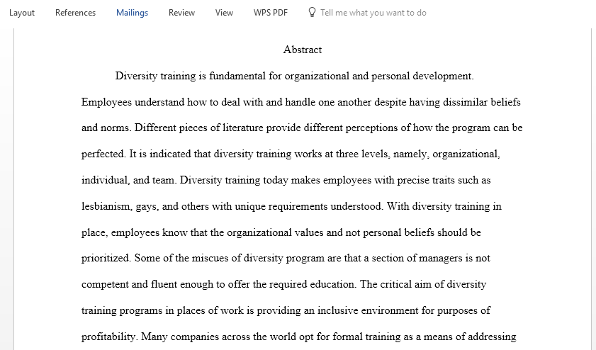  Diversity Training Program essay