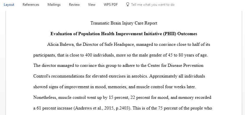 Traumatic Brain Injury Care Report