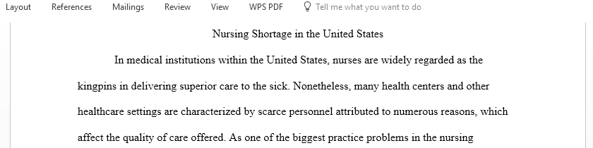 Discuss the widely Nurses Shortage in the United States