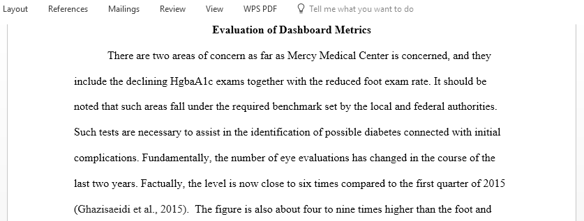 Review the performance dashboard for a health care organization  then write a report for senior leaders in the organization that communicates your analysis and evaluation of the current state of organizational performance