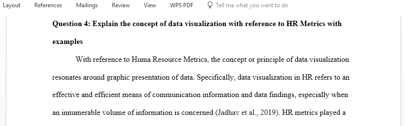 Explain the concept of data visualization with reference to HR Metrics with examples