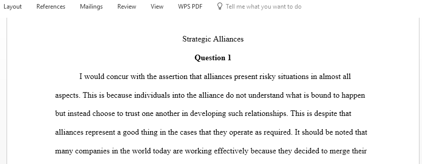 Write a paper discussing strategic alliances